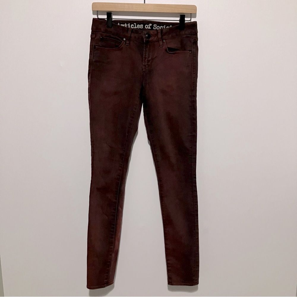 Articles of Society Jeans Women Size 26 Myrna Deep Red Skinny